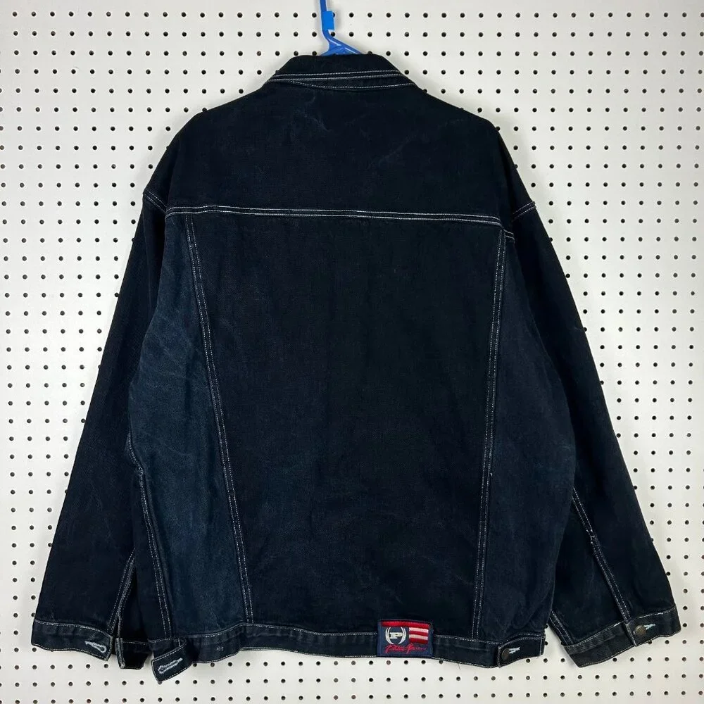 Phat Farm Denim Jean Jacket XL Dark‎ Wash Y2K Streetwear Skater Grunge READ 90s - Picture 4 of 8